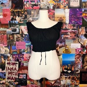 Vintage Brandy Melville black stretchy crop top with drawstring